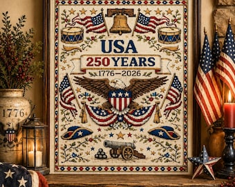 USA 250th Anniversary Cross Stitch Pattern PDF
