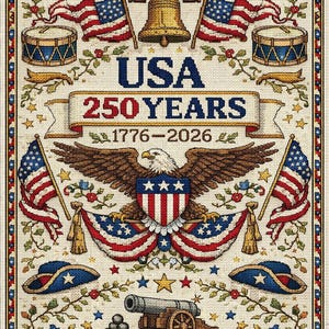 USA 250th Anniversary Cross Stitch Pattern PDF