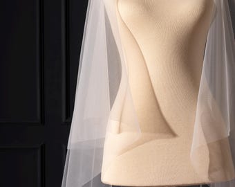 Velo de novia ruborizado, velo de novia, velo de novia suave, velo de novia sencillo de 2 niveles, velo de novia con corte de ángel, velo de dos capas