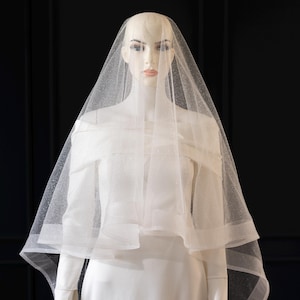 Horsehair Veil,Two Tier Cathedral Length Veil,Veil With Horsehair Trim,Soft Glitter Bridal Veil with Horsehair Trim & Crinoline Edge