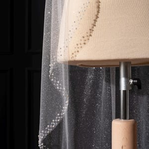 Beaded Bridal Veil,Pearls Edge Bridal Veil,Glitter Veil, Ivory Veil, Custom Wedding Veil,Veil With Crystal Edge