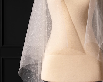 Glitter Wedding Veil,Bridal Glitter Veil,Soft Wedding Veil,Elegant Wedding Veil,Angel Cut Wedding Veil,Two Layer Veil ,Simple Veil