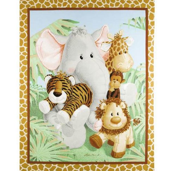 Jungle Babies Nursery Cotton Panel Fabric by the Panel