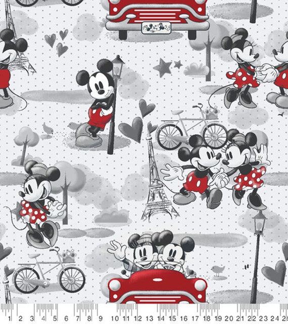 Disney Mickey & Minnie Mouse Vintage Paris Romance 59-inch Fleece Fabric  Sold by the Yard -  Denmark