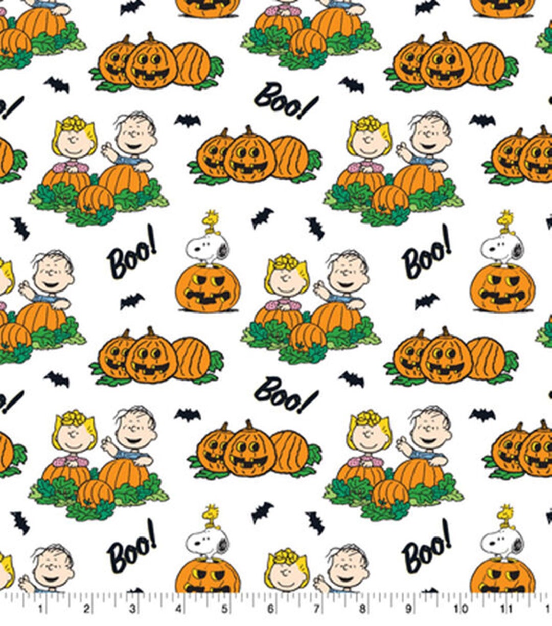 Peanuts Boo Halloween Cotton Fabric by the Yard and by the Half Yard Etsy