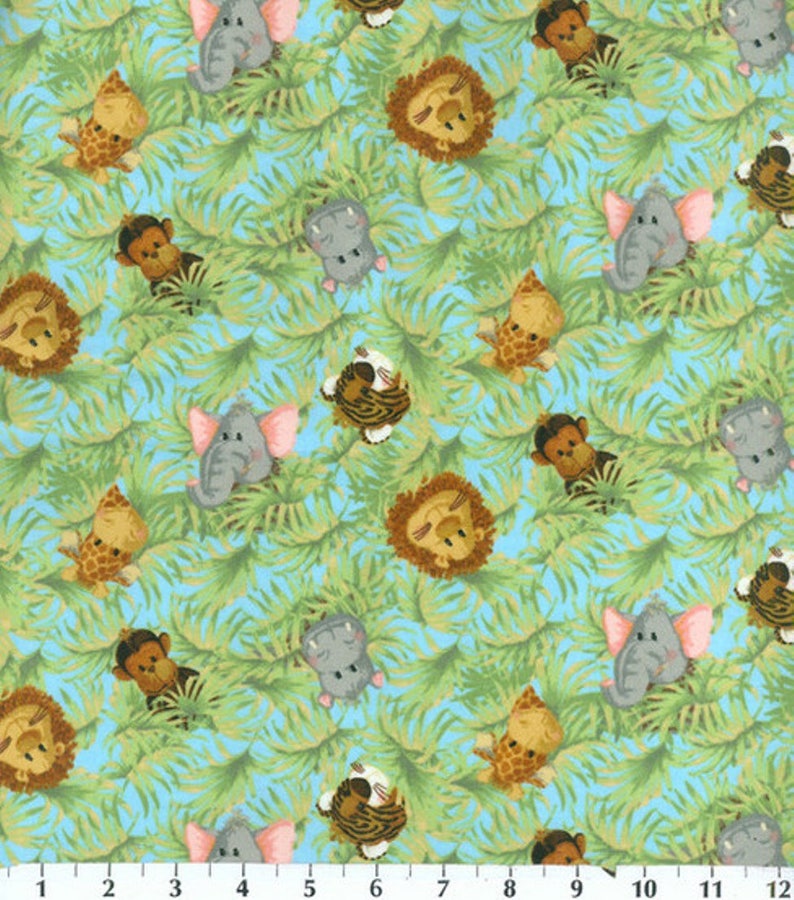 Jungle Babies Tossed Nursery FLANNEL Fabric by the Yard Etsy