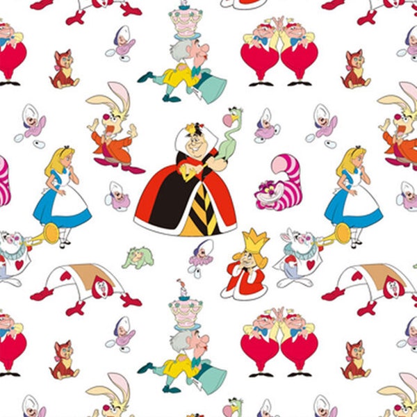 Disney Alice in Wonderland Characters Cotton Fabric by the yard and by the half yard