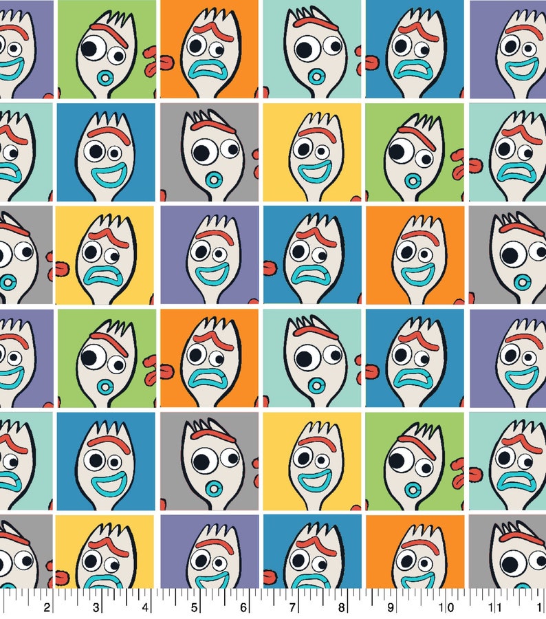 RESTOCKED Disney Toy Story 4 Forky Cotton Fabric by the yard and by the half yard