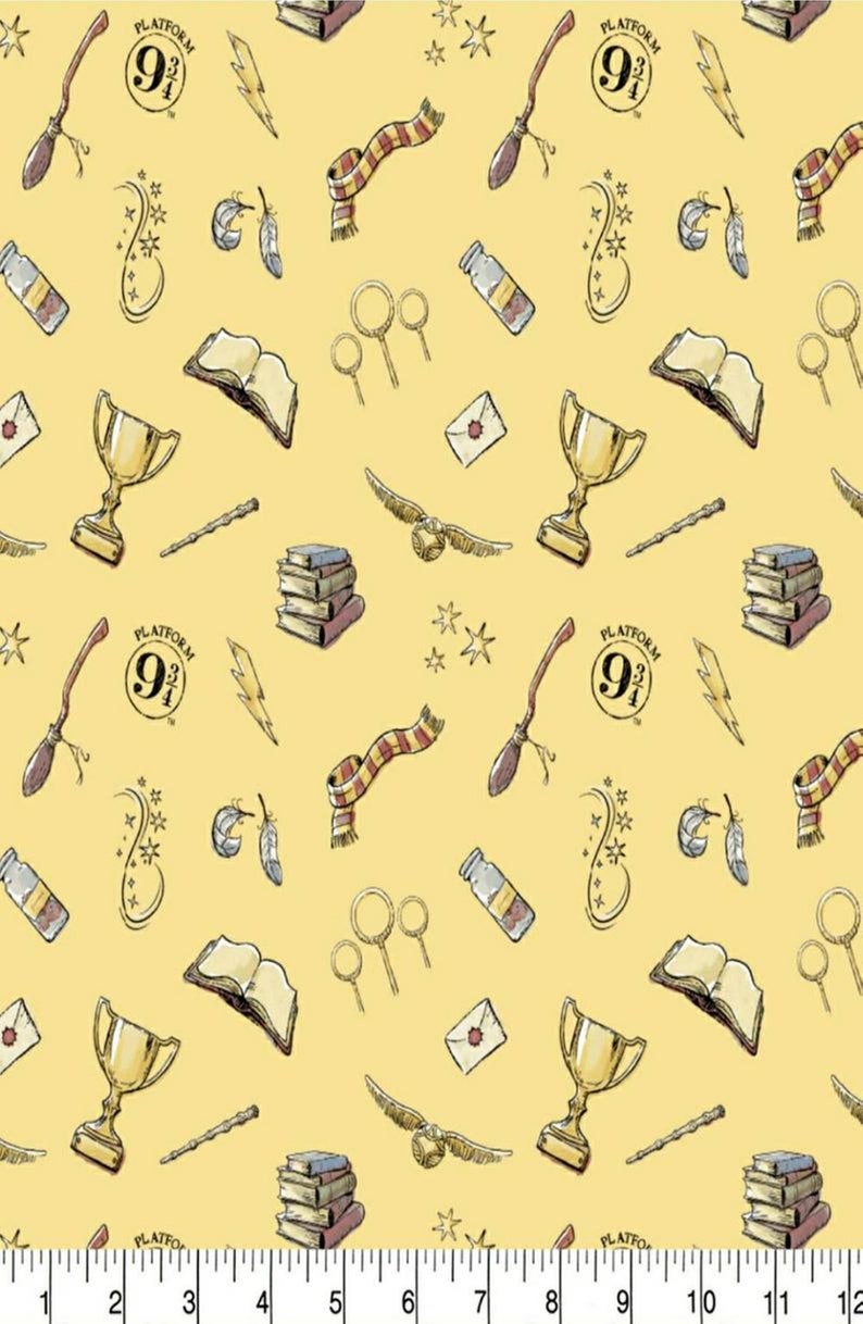 NEW Harry Potter Magic Icons Cotton Fabric sold by the yard and by the half yard