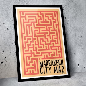 Kaartposter van Marrakech I Souk-stadskaartposter