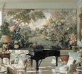Vintage French Country Landscape Wallpaper Mural: Peel and Stick
