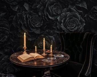 Tapeta samoprzylepna Dark Rose: gotycka dekoracja ścienna w kwiaty