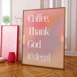 Kaffee Druck Rosa Ästhetisches Plakat Minimalistische Wandkunst Küche Wanddekor Kaffee Geschenk Kokette Raumdekor Trendige Wandkunst Rosa Geschenk