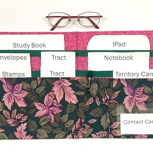 Pink Leaf  - Ministry Folder - Service Organizer - JW Gifts - Magazine and Tract Holder