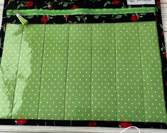 Roses -Cross Stitch Project Bag, WIP Project Bag, Vinyl Front Project Bag, Needlework Bag, Embroidery Project Bag