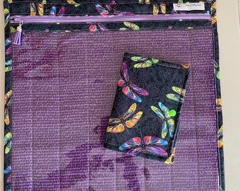 Dragonflies-XL Cross Stitch Project Bag, WIP Project Bag, Vinyl Front Project Bag, Needlework or Needlepoint Bag, Embroidery Project Bag