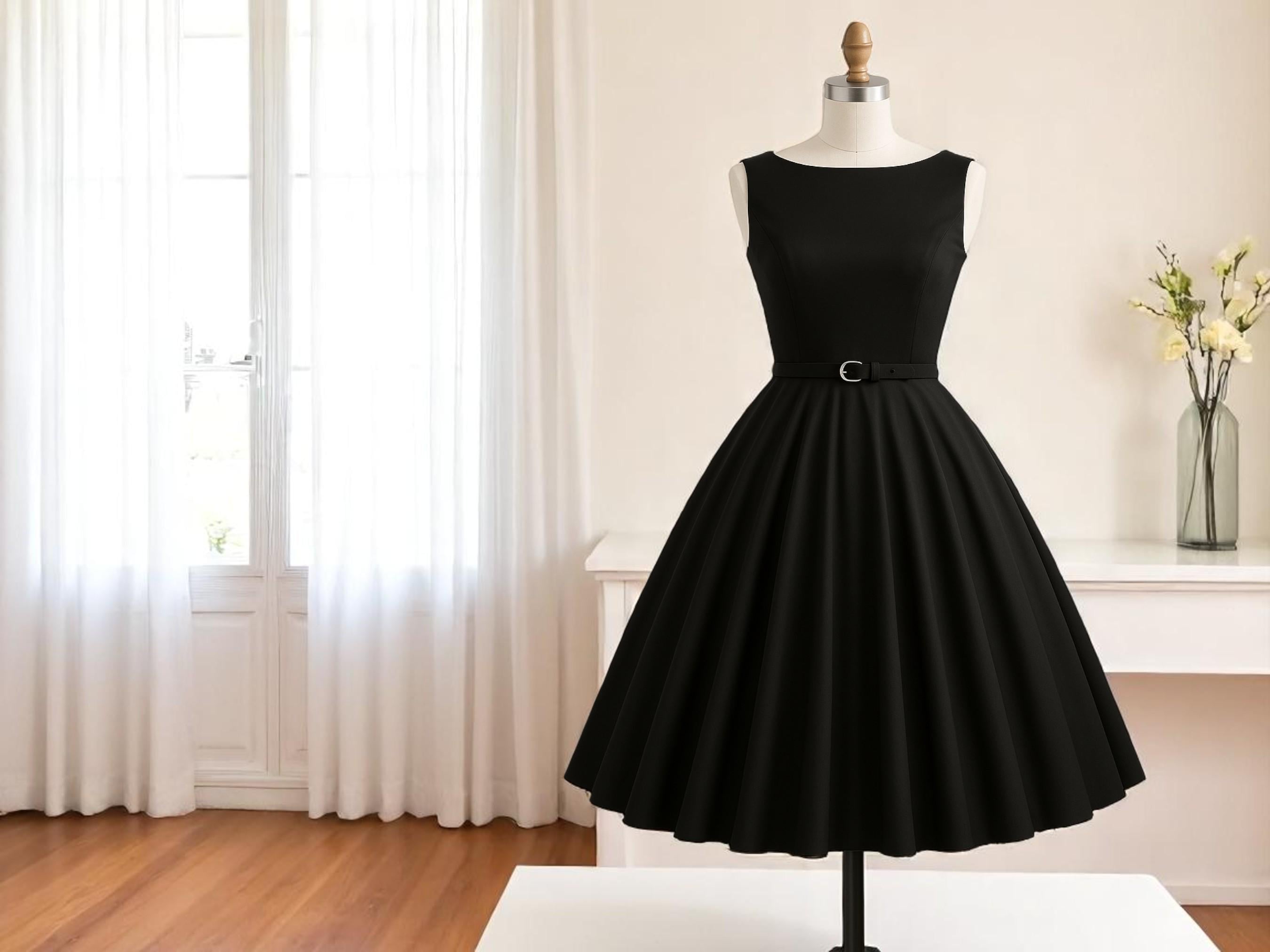chinese dress ladies Hobemty Women's A-Line Dress Sleeveless Zip Up Office Work Flare Pleated  Dresses with Belted Small Black at Amazon Women's Clothing store main image 1