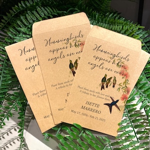 Hummingbird Memorial Seed Packets: Celebration of Life Favors