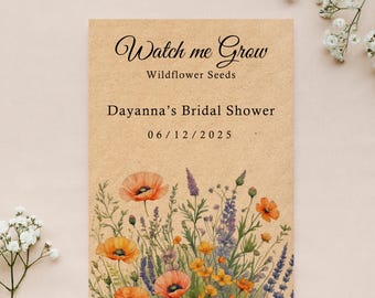 Personalized Wildflower Seed Packet Favors: Bridal Shower, Wedding