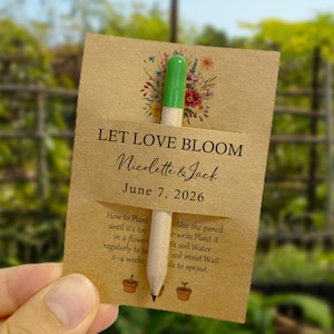 Plantable Basil Seed Pencils: Personalized Wedding Favors with Kraft Card