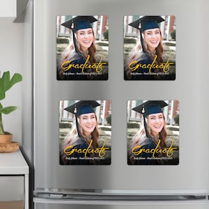 Personalized Graduation Photo Magnets in Bulk/Custom Grad Gift/Celebrate Your Graduate/Class of 2025 Magnets/Unique Graduation Keepsake