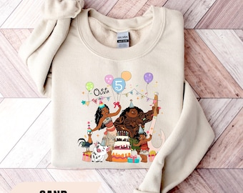 Custom Princess Moana Birthday Sweatshirt, Personalized Disney Birthday Girl Tee, Moana Party Sweater, WDW Birthday Trip Gift, Gift For Kids