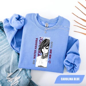 Giyu Tomioka Sweatshirt, Anime Hoodie, Water Hashira Crewneck, Graphic Anime Tee, Gift for Him, Anime Lovers Shirt, Anime Fans Gift