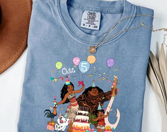 Camiseta de cumpleaños de Moana de Disney personalizada, camiseta de cumpleaños de Disney personalizada, camiseta de Moana para niña, camiseta de viaje de cumpleaños de WDW, regalo de Moana de Disney