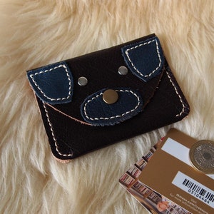 Monedero de cuero genuino, monedero hecho a mano, tarjetero con temática de perros, idea de regalo de Navidad, regalo para amantes de los perros, billetera tarjetero de cuero