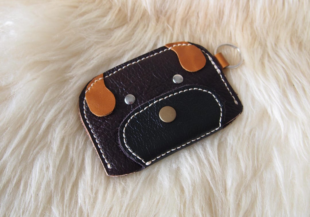 Dog Wallet Handmade Leather Dog Card Wallet: Coin Purse Keychain - Etsy
