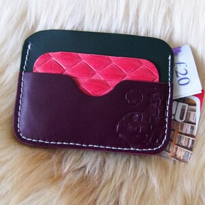 Tarjetero de piel para mujer, minicartera para tarjetas, accesorio minimalista de piel, bolsillo compacto para tarjetas para ella, hecho a mano, idea de regalo de Navidad para mujer