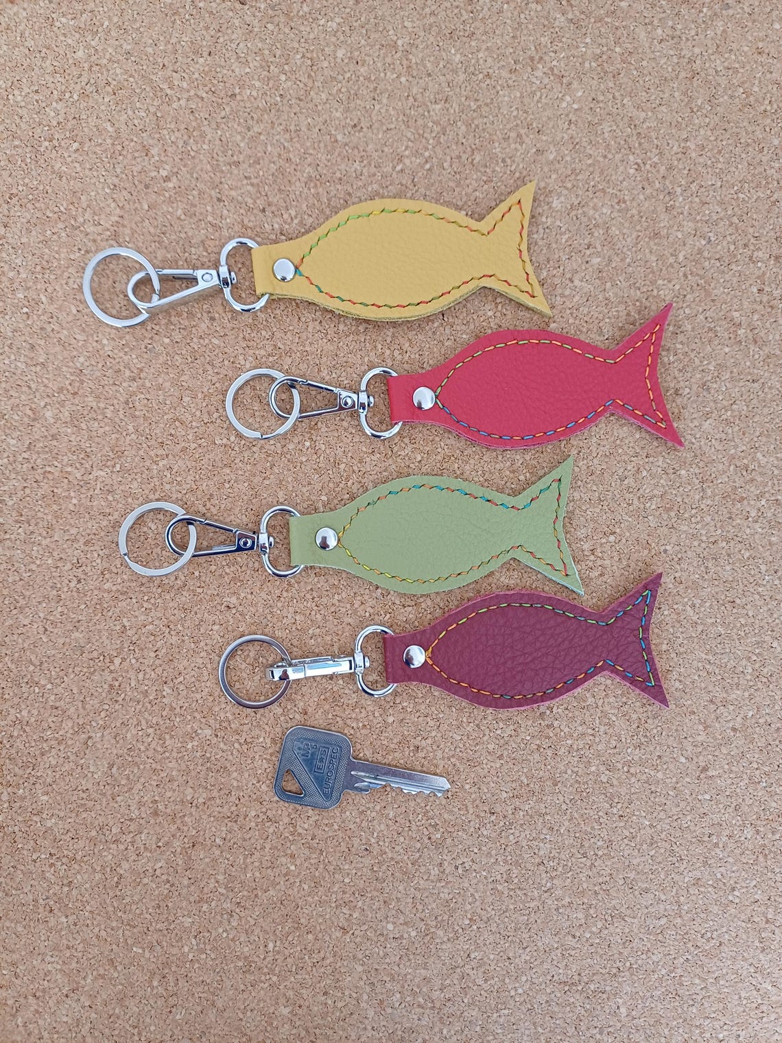 Handmade Leather Fish Keychain – Colorful Ocean Lover Gift - Etsy