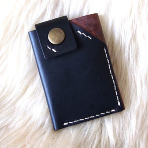 Elegante portafoglio da donna, piccolo porta carte in pelle, portafoglio minimalista da donna, accessorio in pelle unico, tasca per carte, regalo di Natale per donna