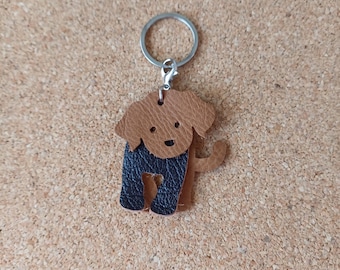 "Leder Welpe Schlüsselanhänger: ""Hundeliebhaber"" Geschenk, Taschenanhänger"