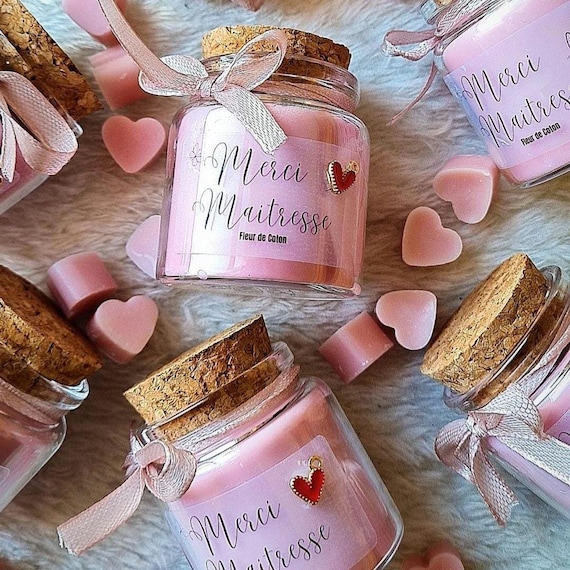 Cadeau maîtresse fin d'année personnalisé, bougie merci maîtresse avec prénom, idée cadeau maîtresse école, fait main Provence