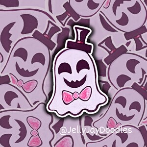 Gespenstischer Gentleman Aufkleber KissCut für Halloween Kawaii und Spooky Gespenst mit Hut