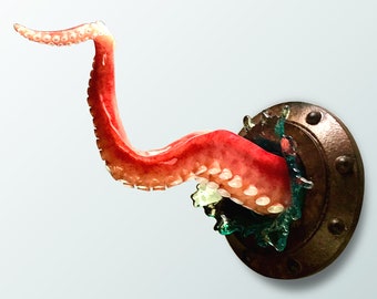 Octopus tentacle sculpture, Nautical art object