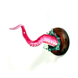 Pink octopus arm wall decor , small