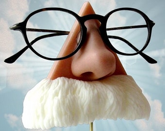 Nose eyeglasses holder, white mustache, Albert Einstein, Mark Twain, Father gift, eyewear display, sunglasses stand,