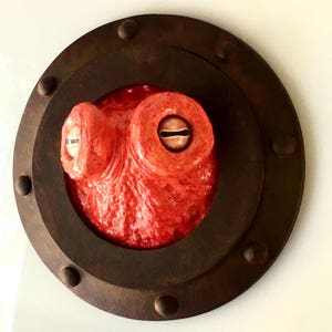 Octopus Eyes porthole sculpture, companion piece for small tentacle sculpture image 7