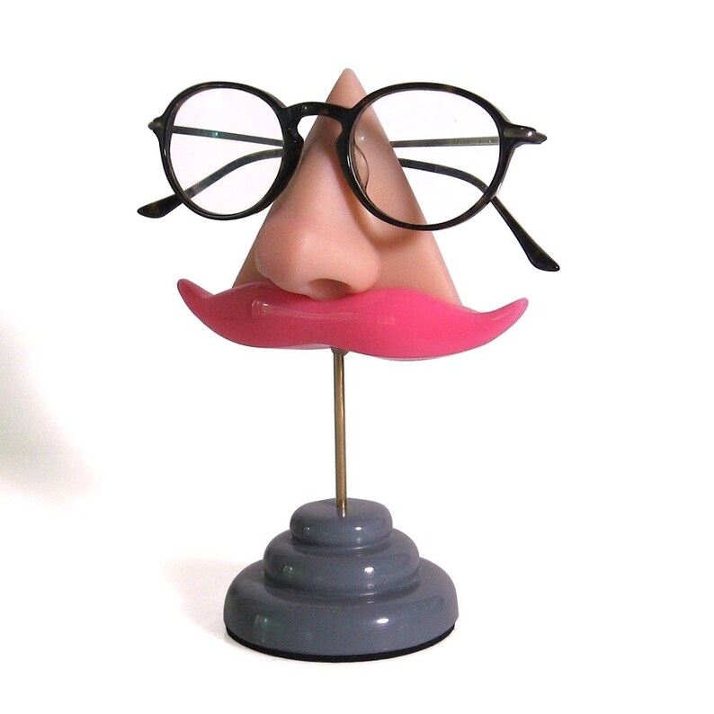 Eyewear holder, Nose eyeglasses display, Pink mustashe, Key hook, Glasses stand, Women, Men image 2