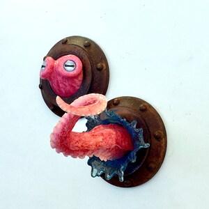 Octopus Eyes porthole sculpture, companion piece for small tentacle sculpture image 5