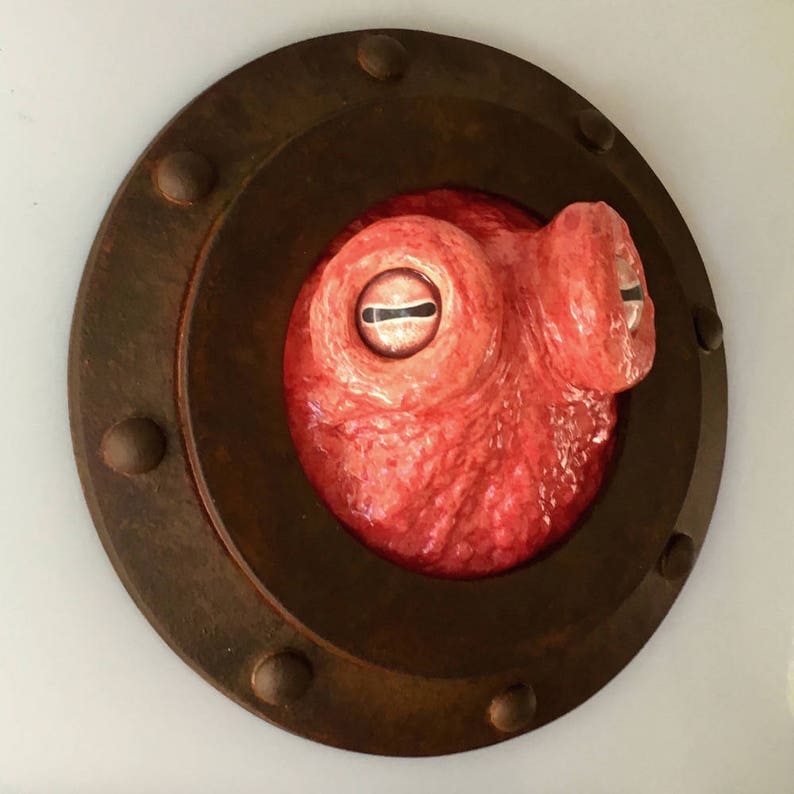 Octopus Eyes porthole sculpture, companion piece for small tentacle sculpture image 6