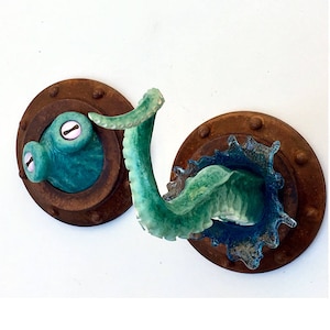 Octopus Eyes porthole sculpture, companion piece for small tentacle sculpture image 3