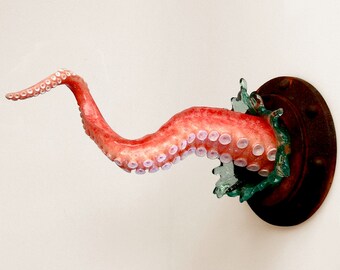 Octopus tentacle sculpture, unusual gift, Nautical art object, Faux taxidermy, wall sculpture