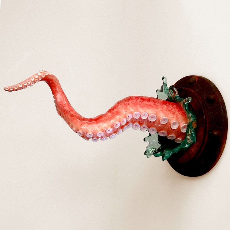 Octopus tentacle sculpture, Nautical art object image 4