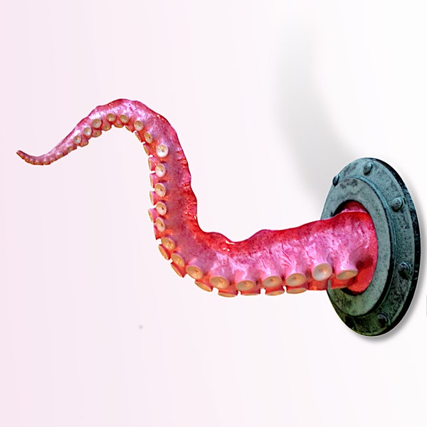 Octopus tentacle wall art sculpture, pink