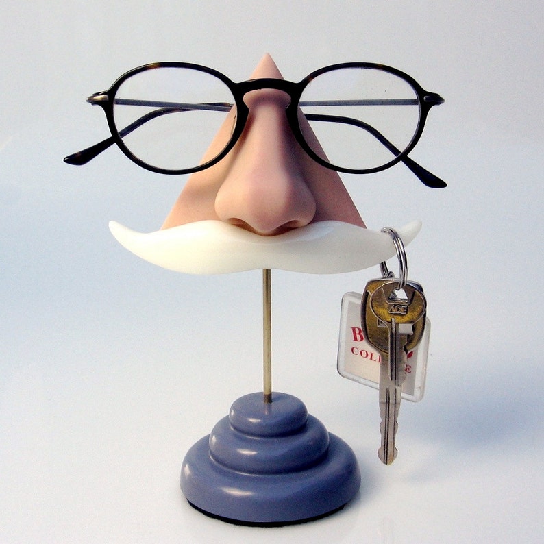 Nose Eyeglass Stand White Moustache Key Hooks Father Gift Etsy