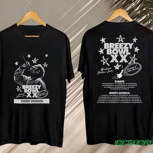 Chris Brown Breezy Bowl XX zweiseitiges Tshirt, Chris Brown Album Shirt, Chris Brown Fan Geschenk, Chris Brown Merch Shirt, CB Tour 2025 Shirt