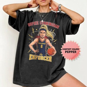 Comfort Colors Sophie Cunningham Cute Cartoon Shirt, Indiana Basketball Women Vintage T-Shirt, Cunningham 8, Game Day Shirt, Gift For Fan